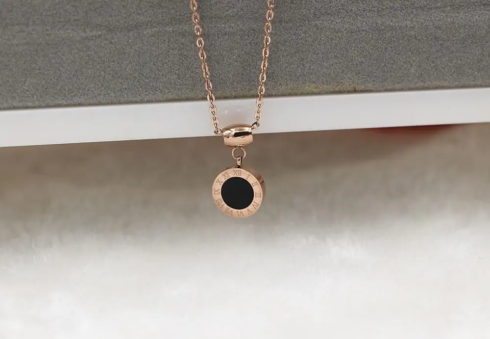 rose gold YUN RUO, двухстороннее ожерелье с кулоном в римском стиле, розовое золото, цвет, мода, титановая сталь, Женские Ювелирные изделия, никогда не выцветают, Прямая поставка - Окраска металла: rose gold