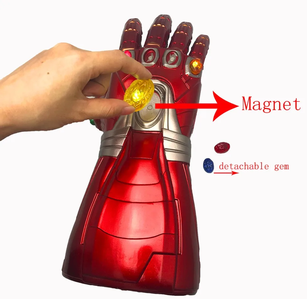 Мстители эндгейм Железный человек Tony Stark перчатки со светодиодами Infinity Light Up Gauntlet Thanos Infinity косплей перчатки драгоценный камень съемный
