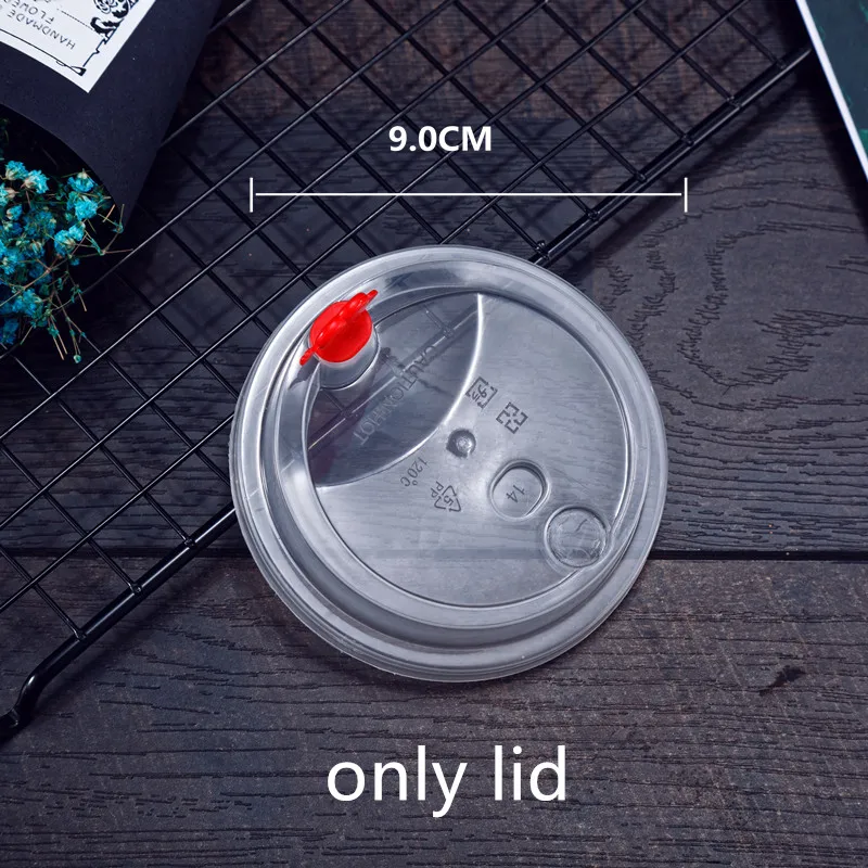 only lid2 50 шт 90 Калибр утолщение матовая пластиковая прозрачная чашка 500 мл одноразовые, для молока Чай холодный напиток сок упаковка чашка с крышкой - Цвет: only lid2