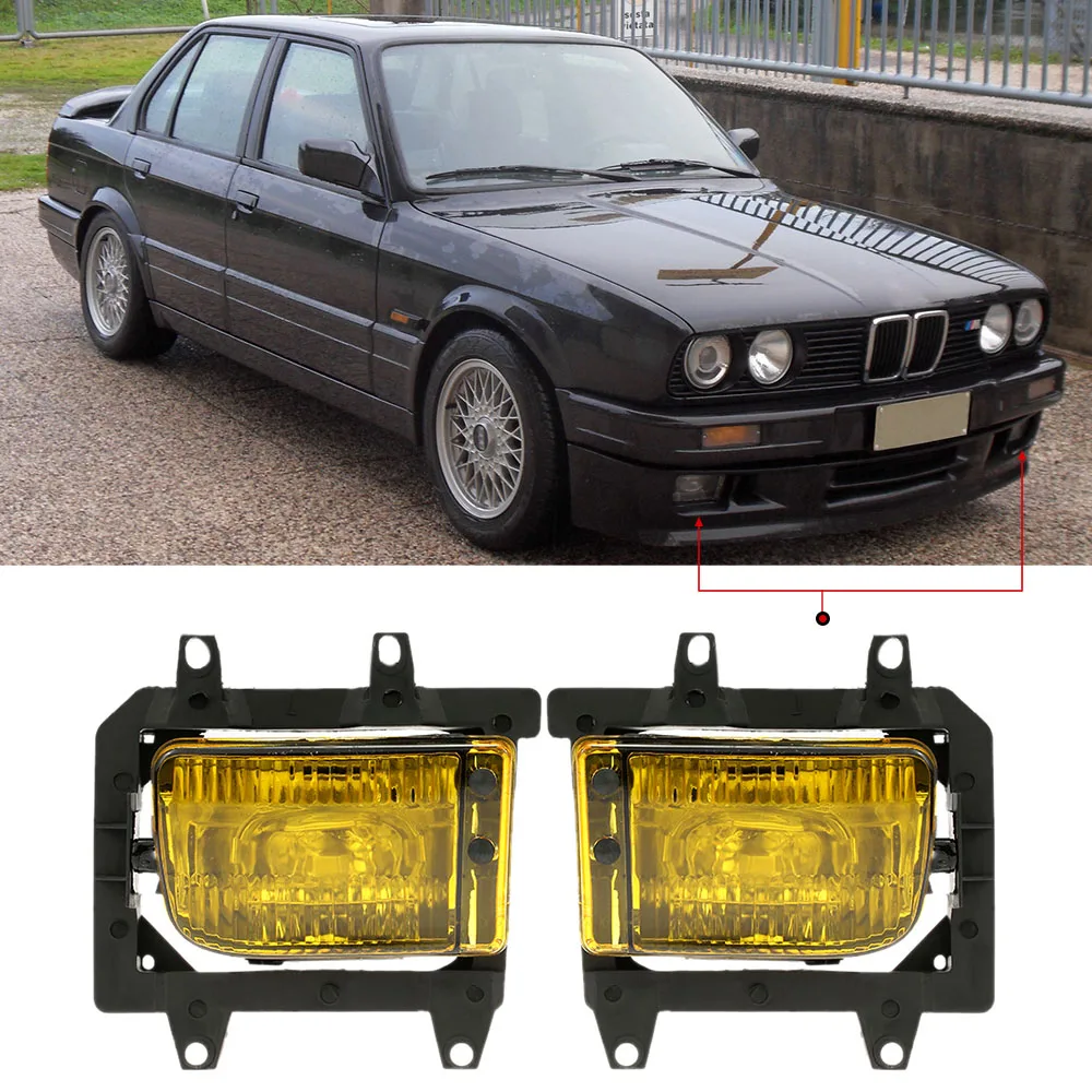 

KKmoon car-styling Pair of Left & Right Front Fog Light Transparent Plastic Lens Kit for BMW E30 3-Series 1985-1993