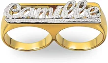 

Personalized Carved Double Finger Name Ring Initial Ring Name Rings Personalized 18K Gold-Plated Rings for Women Gifts