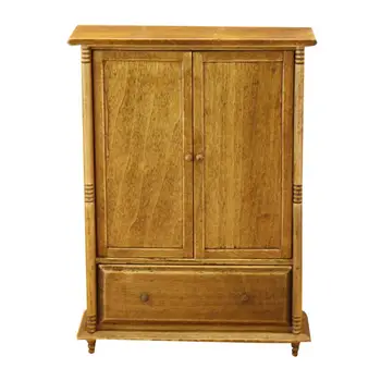 

Kuulee Retro 1:12 Scale Dollhouse Simulation Wardrobe Handmade Mini Wooden Furniture