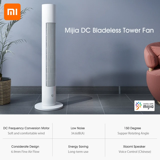 Xiaomi Mijia Bladeless Tower Fan BPTS01DM DC Frequency Conversion Summer  Cooling Air Conditioner Cooler APP Control - AliExpress