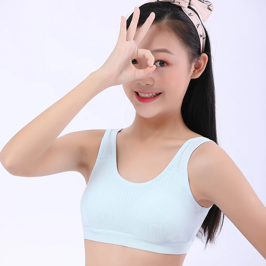 Girl's Seamless Puberty Bra Yoga Tank Top Wireless Cotton Bralette Teenager Bra Training Bra Children Kids Underwear Clothing