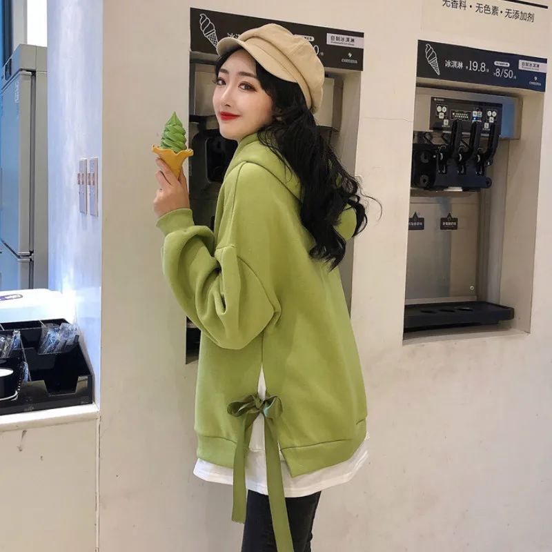 Hoodies Women Hooded Solid High Quality Warm Korean Style Loose Drawstring Harajuku Womens Casual Students Thicker Velvet Girls