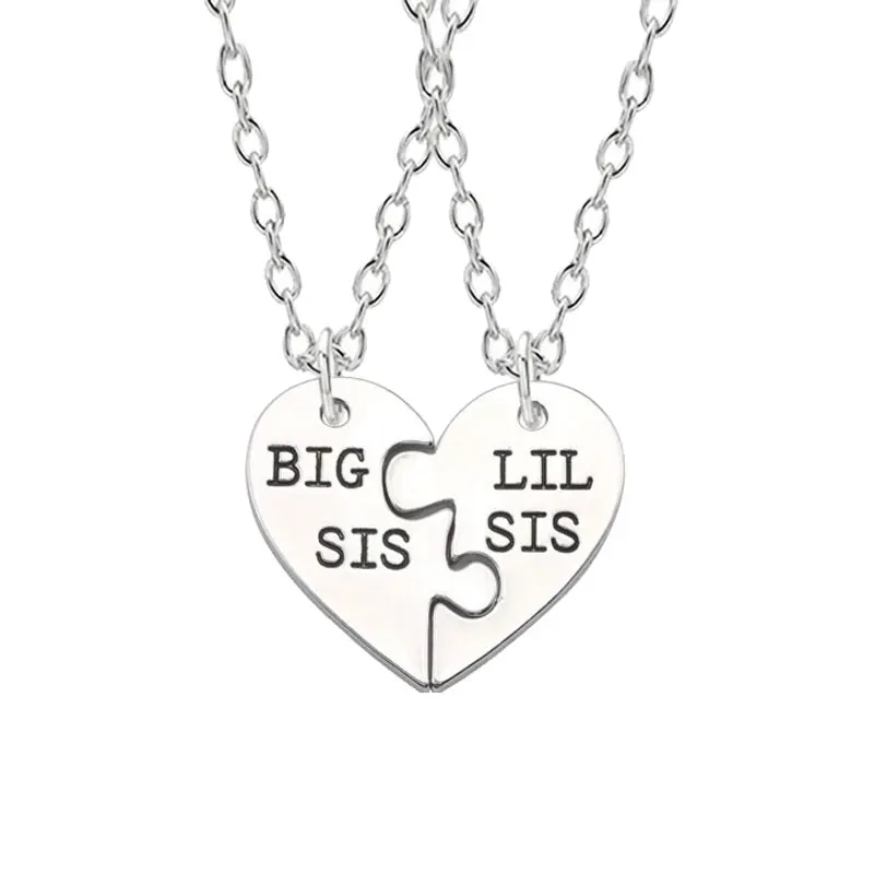 Большой SIS LIL Сестра Цепочки и ожерелья Сердце Головоломки Кулон BIG Sister (старшая