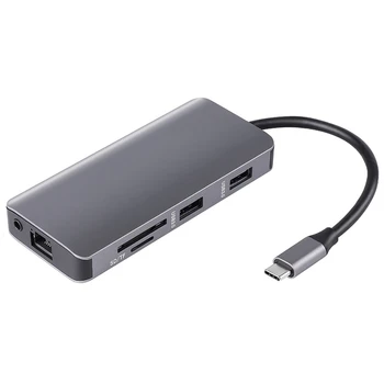 

9 In 1 Type C Hub To Hdmi + Vga Output, 2 Usb3.0Ports,Sd/Tf Card Reader ,1000Mbps Network Adapter, o Port With Pd3.0(100W) C