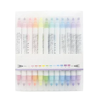

12pcs Stationery School Marker Pen Eye Protection Fluorescent Colorful Highlighter Set Drawing Mild Office Pastel Double Sided