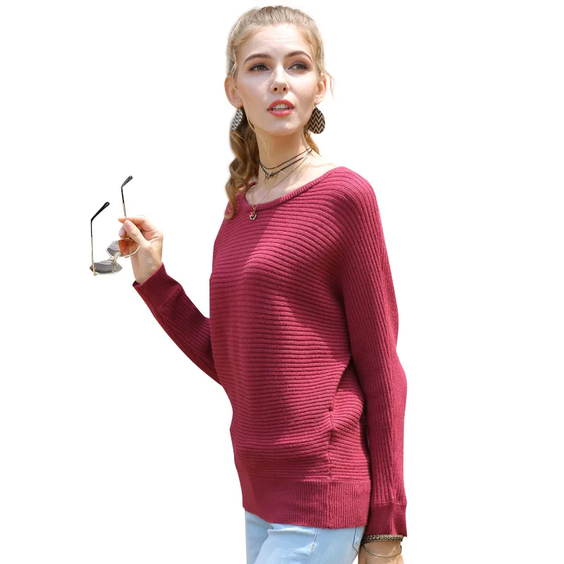 New Style for Autumn and Winter Pullover Loose Bat Sleeve Top Solid Color Long Bottoming Sweater Women | Женская одежда