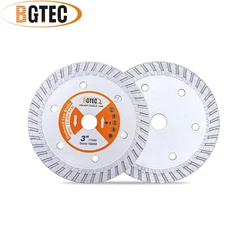 BGTEC – disque de coupe pour béton de granit pressé à chaud, 2 pièces de 3 pouces, lame de Turbo, 75mm, marbre 