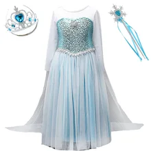 Платье принцессы Эльзы для девочек; детский летний костюм со стразами; детская одежда Снежной Королевы Эльзы; платье для костюмированной вечеринки на Хэллоуин, день рождения