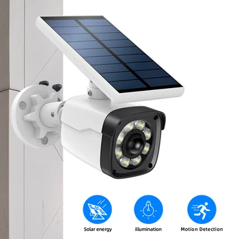 

SDETER Fake Camera Solar Charge Dummy Camera Waterproof Outdoor CCTV Security Surveillance Camera Spotlight Motion Detection LED