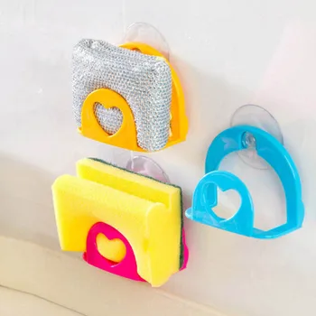 

1Pc Kitchen Bathroom Towel Apron Shelf Sponge Holder Dish Cleaning Sponge Storage Holder Rack Hooks Wall Mounted Sucker 3 Color