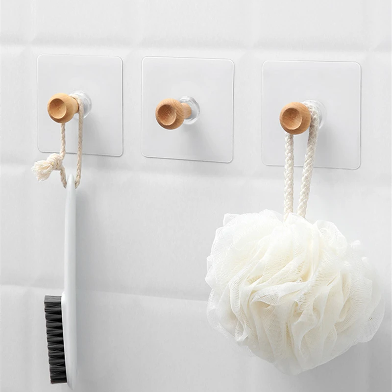 1Pcs Wall Mounted Nordic Solid Wood Hook Creative Household Wooden