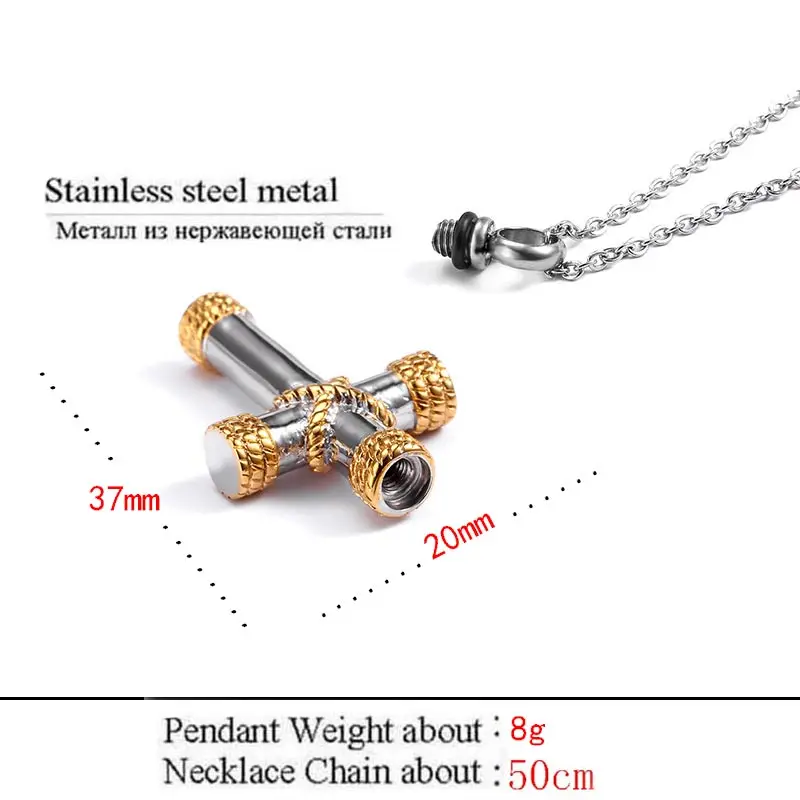 ZFVB крыло крест ожерелье для праха Keepsake ювелирные изделия из нержавеющей стали