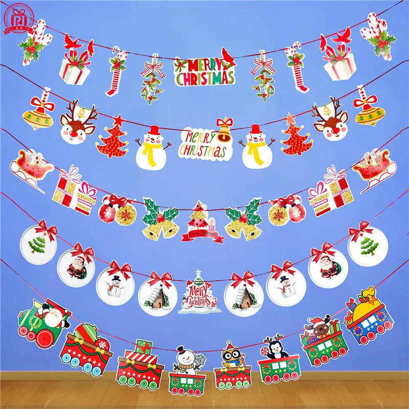 3 м "Счастливого Рождества" Декоративный Флаг Баннер Милый Снеговик Лось для дома настенные украшения принадлежности подарки