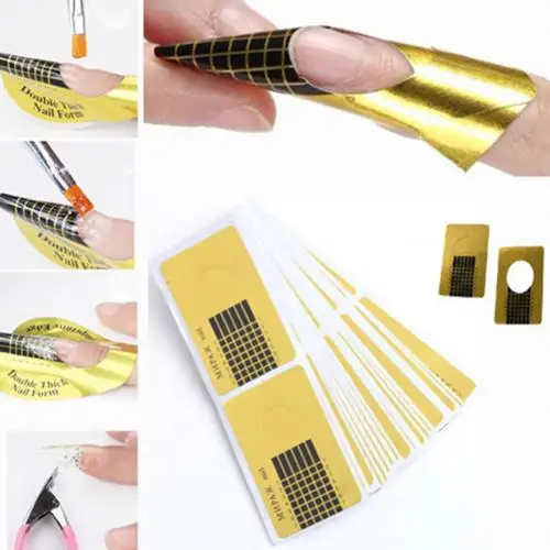 100pcs Горячая 100 шт самоклеящийся акриловый УФ Гелевые Типсы для ногтей расширение лепки направляющая фигурная наклейка - Цвет: 100pcs