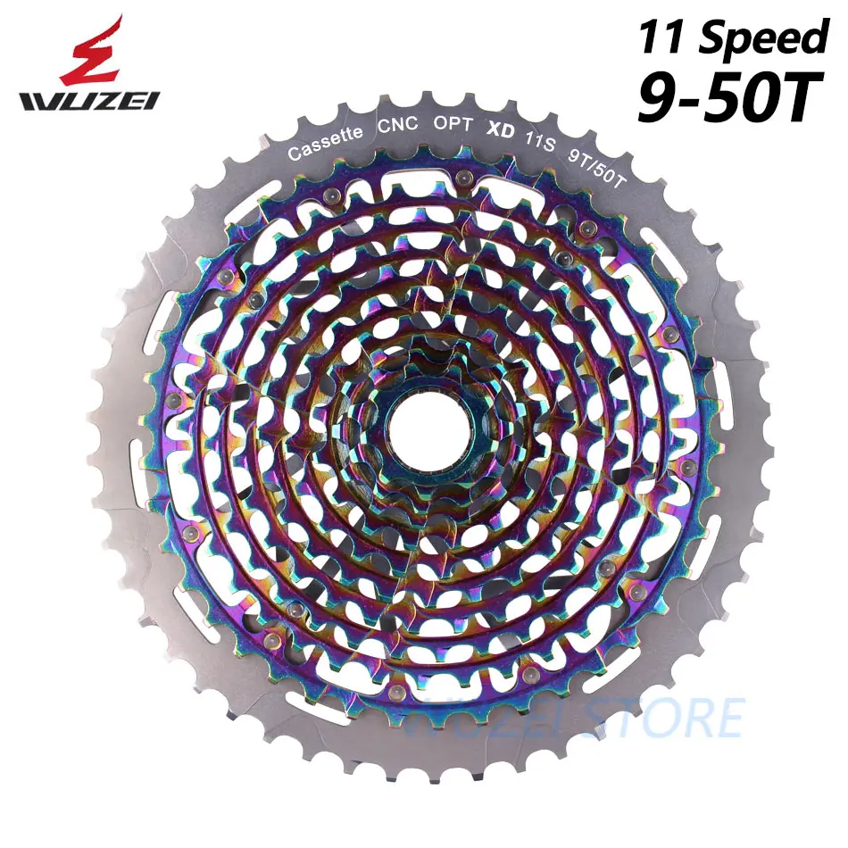 11S 9-50T WUZEI MTB 11/12-speed 9-50T Кассетная лента конечная XD Кассетная лента Радуга 375 г кассета ультра-светильник 12S велосипед свободного хода - Цвет: 11S 9-50T