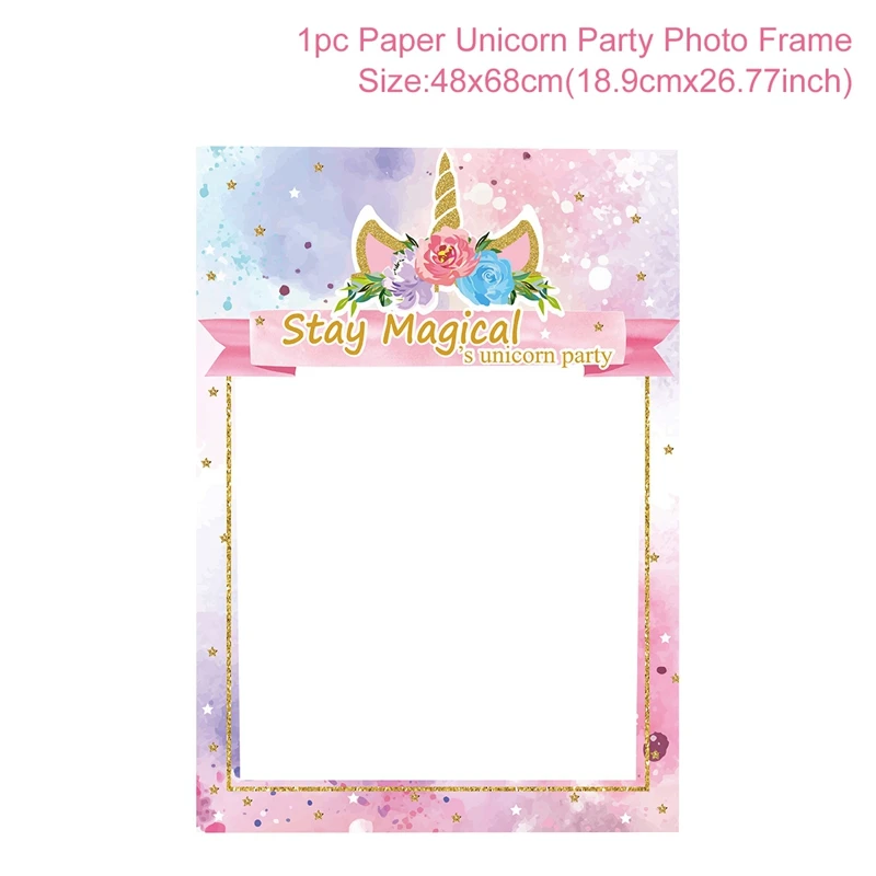 Photo frame Huiran, единорог, декор для вечеринки на день рождения, Детские вечерние украшения, единорог, воздушные шары, единорог, украшение для детского душа, для девочек и мальчиков - Цвет: Photo frame