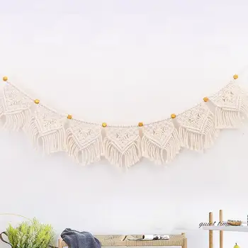 

Fringe Garland Banner Boho Cotton Woven Living Room Wall Art Wall Hanging Tapestry Ornaments Contemporary Apartment Office