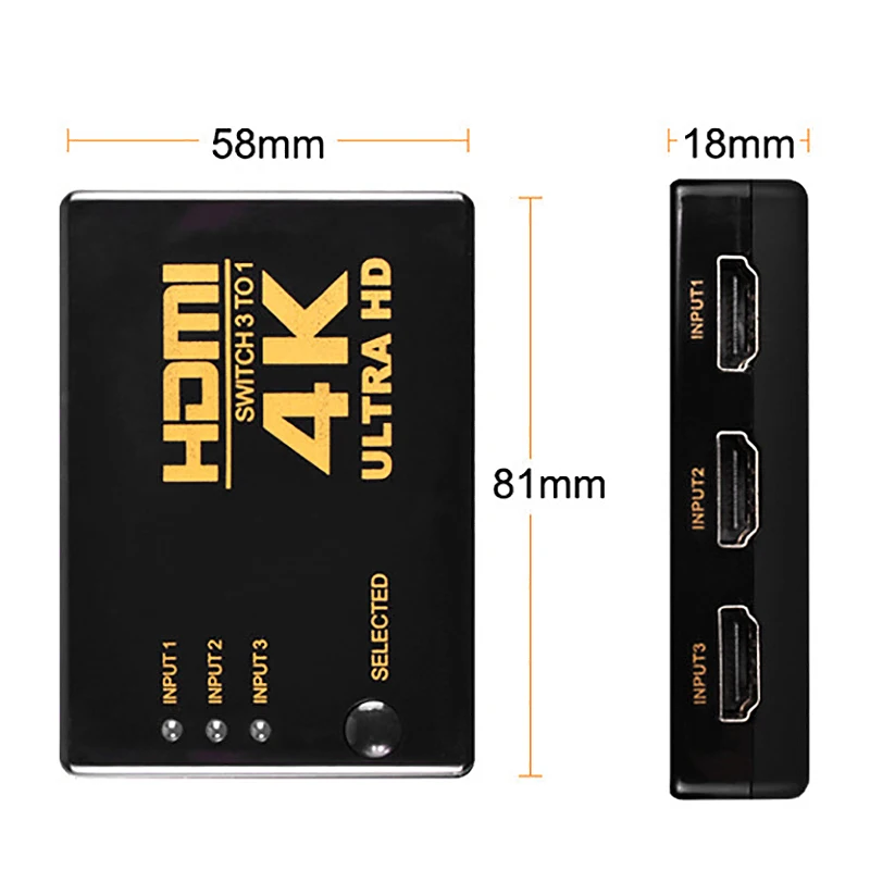 HDMI коммутатор 3 в 1 поддержка 4K Full HD 1080P 3D Инфракрасный пульт дистанционного