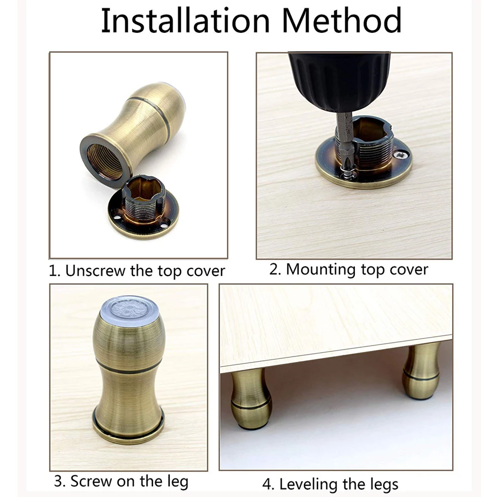 80 мм Регулируемые Алюминиевые ножки для мебели шкафы столы-стулья диванные ножки с нескользящей резиновой основой Матовый бронзовый набор