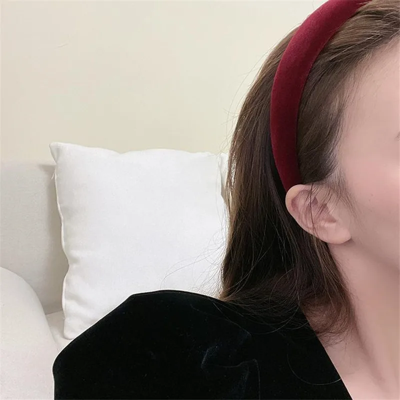 Solid Velvet Bezel Women Korean Fashion Headband Girls Vintage Knit Soft Hairband Headwear Lady Hair Rubbers Elastic Hair Bands hair barrettes for adults