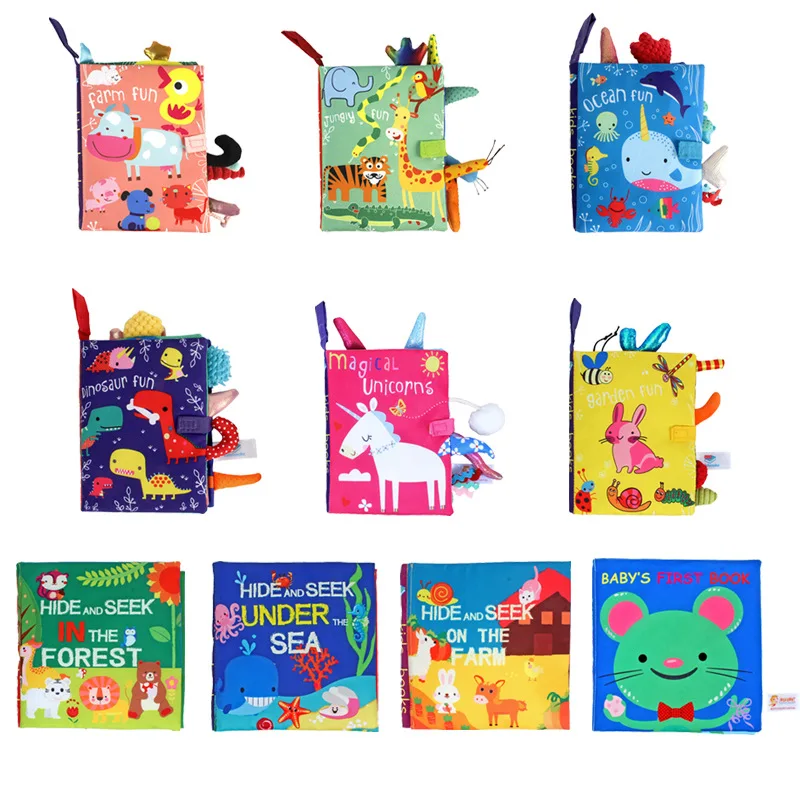 Dinosaur Toys Baby Books Soft Crinkle Cloth Books for Babies Infants  Toddler Toys, Early Development Interactive Car & Stroller Soft Toys Gifts  for Baby Girls Boys Touch and Feel Tails Baby Book(Bebe) 