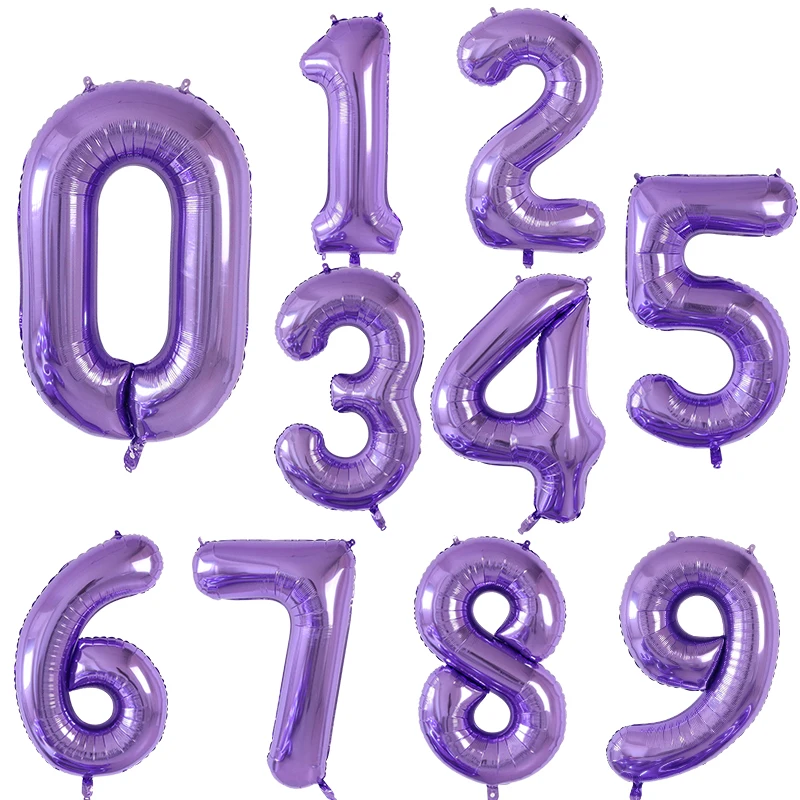 16, 30, 40 дюймов, розовое золото, цифры, шары, большие цифры, гелиевые фольги, воздушные шары Свадебный декор, товары для дня рождения, Детские шары - Цвет: purple