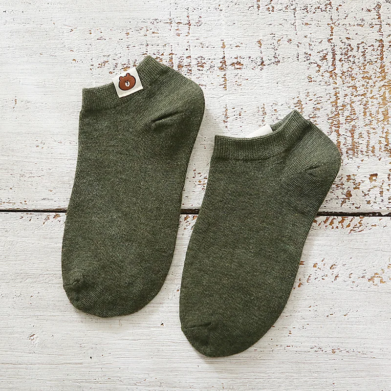 04 Новые женские носки-башмачки с Мопсом, Япония, Calcetines Mujer, весна и осень однотонные, 200 шпильки, с мишками, неглубокие, невидимые, хлопковые - Цвет: 04