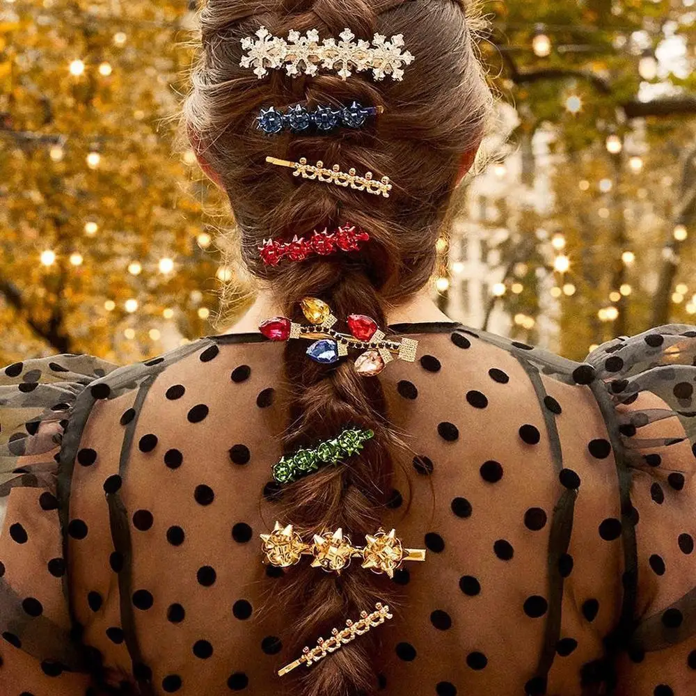 

Best lady Bohemia Crystal Snowflake Hair Pins Women Girls Hairgrips Multi Color Wedding Hair Jewelry BA Trendy Ponytail Barrette