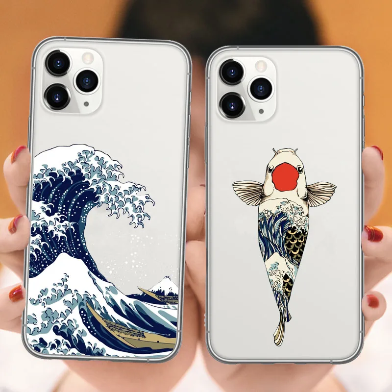 Чехол Kanagawa для iphone 12 Pro Max Роскошный чехол koi iPhone 11 X XR Xs SE 6 6s 7 8 Plus|Бамперы| |