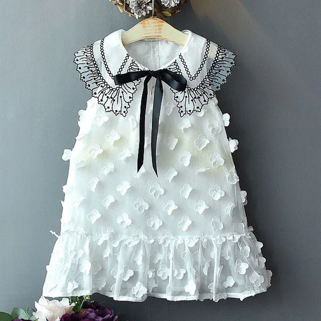 ay609 white Кружевное платье для девочки Bear Leader, летнее праздничное цельнокроеное приталенное платье для детей возрастом от 3 до 7 лет - Цвет: ay609 white