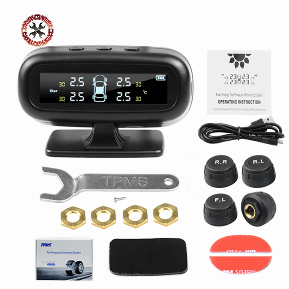 Universally For Cars Solar TPMS Car Tire Pressure Alarm Monitor System Display Temperature Warning Fuel Save With 4 Sensors car tire pressure monitor,car tire pressure sensor