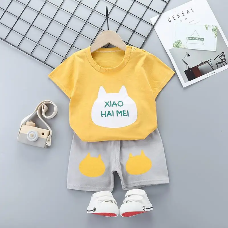 baby shirt clothing set Summer Newborn Children's Clothing Pure Cotton Two Piece Suit Boys And Girls Short Sleeve Shorts T-shirt Home Wear Baby Clothing Set expensive Baby Clothing Set