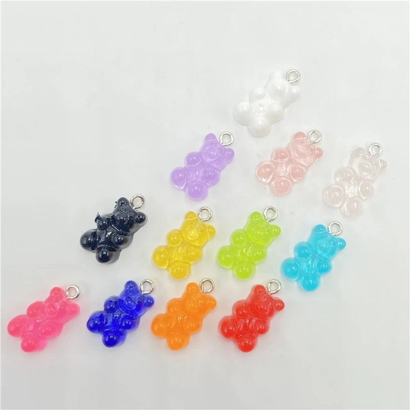 10pcs 22X11mm Candy Color Acrylic Mini Bear Charms For Making Cute Earrings Pendants Necklaces DIY Creative Jewelry Finding