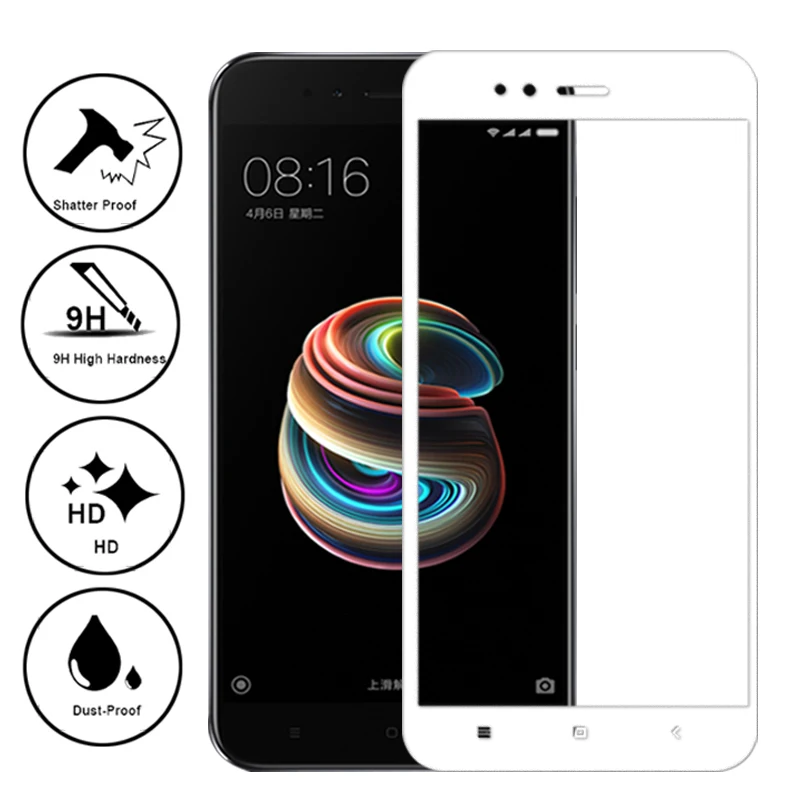 Закаленное стекло с полным покрытием для xiaomi Mi A1 A2 A3 защита экрана Для MiA1 MiA2 MiA3 5X 6X