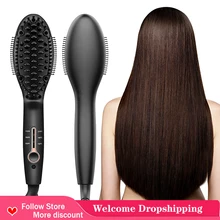 

2022 Hair Straightener Brush Comb Adjustable Temperatures Led Display Straightening Hair Care Fast Heating Bursh Comb