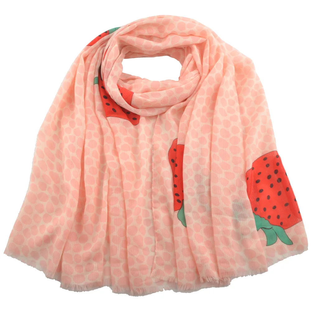 Echarpe feminino,polka dot cotton beach scarf wrap,strawberry print scarf shawl,Muslim hijab,foulard femme,bohemian stole