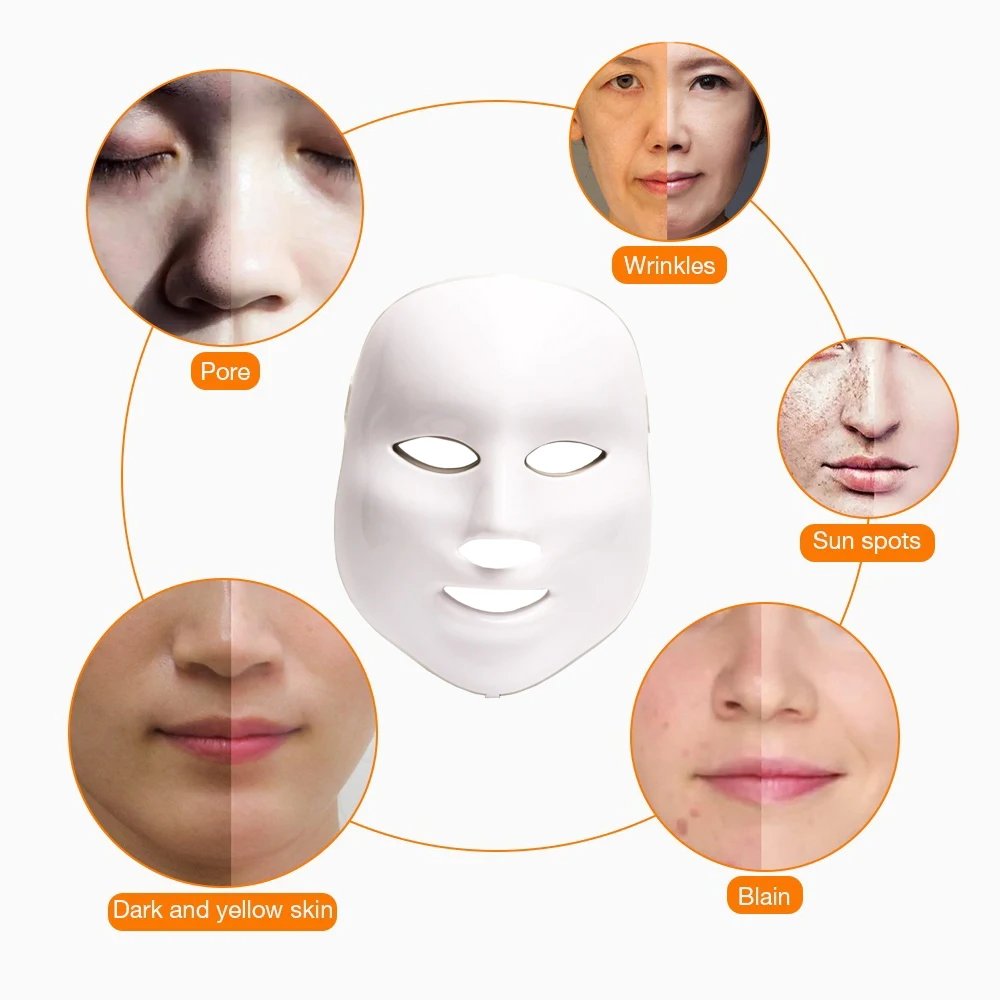 Beauty Photon светодиодный маска для лица терапия 7 цветов светильник уход за кожей омоложение морщин удаление акне уход за лицом Красота спа