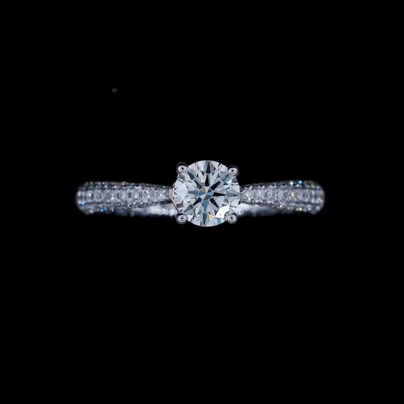 Твердое 14 к белое золото 0.5ct 5 мм круглая огранка обручальное& обручальное кольцо с муассанитом кольцо с бриллиантом для женщин