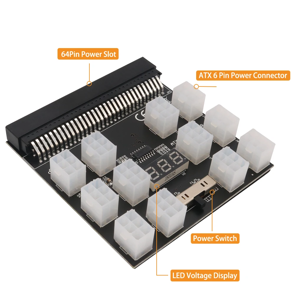Placa de Fuga com Conector de 12 Portas e Pinos Tela Led 12v Módulo de Alimentação para hp 1200w 750w Psu Servidor Gpu Miner Btc Fonte de Alimentação de Mineração - Imagem 6