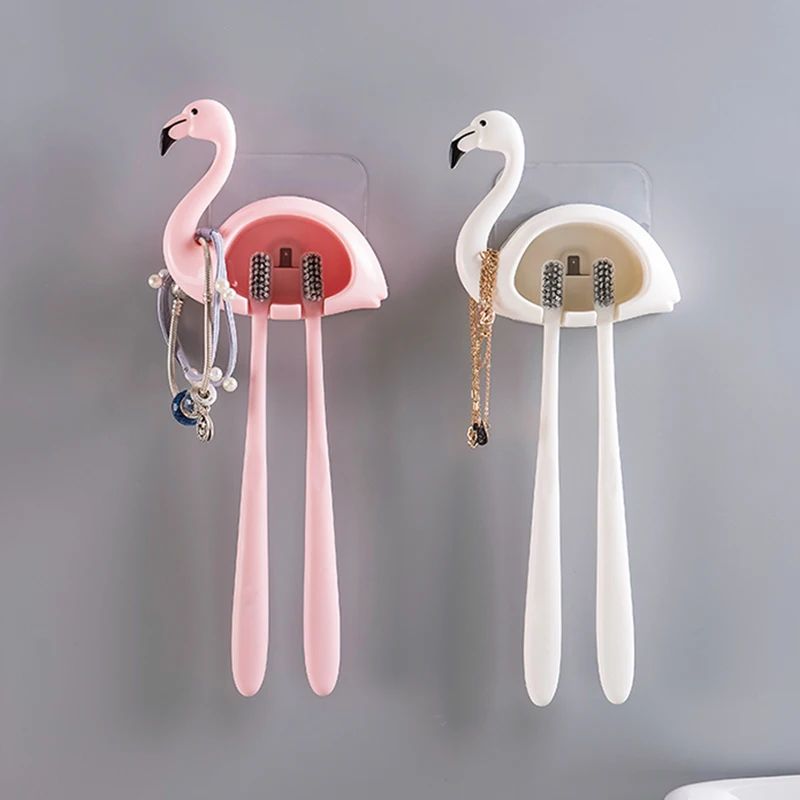 Ванная комната мультфильм зубная щетка Крючки Фламинго держатель зубной щетки 2