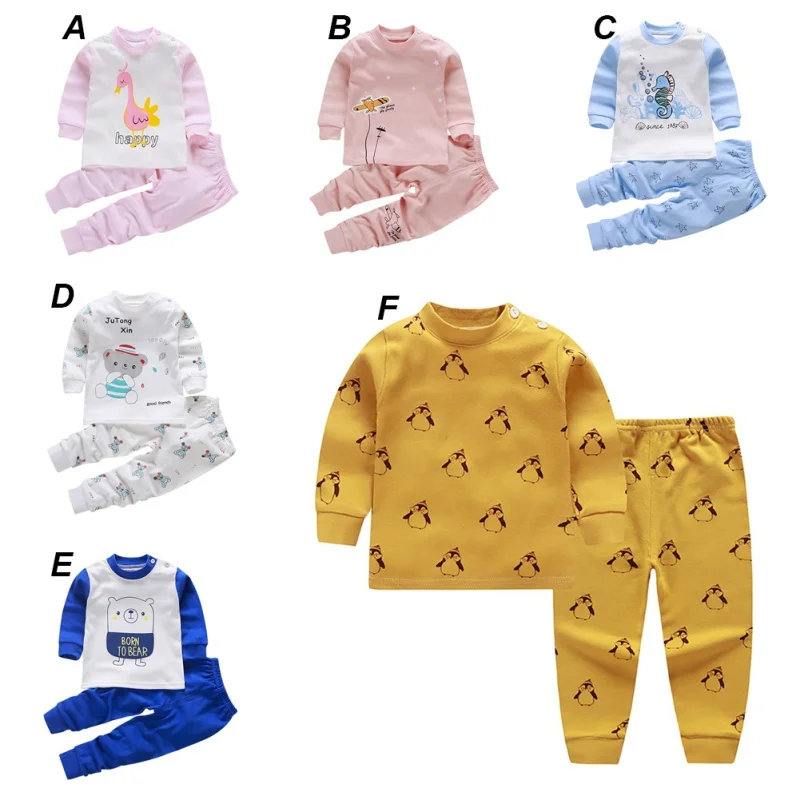 10 видов цветов 2 шт./компл. Детский комплект пижамы для девочек, одежда для маленьких мальчиков Топ+ Штаны хлопковые пижамы для детей, одежда для сна