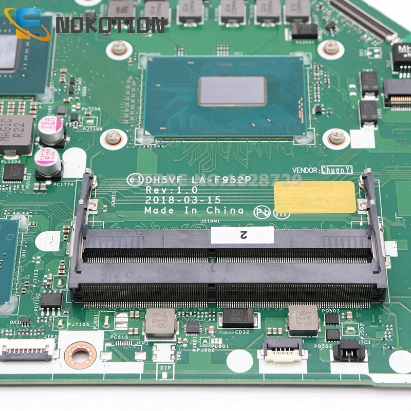 wonderful  NOKOTION Laptop Motherboard for Acer AN515-52 AN515 DH5VF LA-F952P MAIN BOARD GTX 1050 GPU SR3YY I7