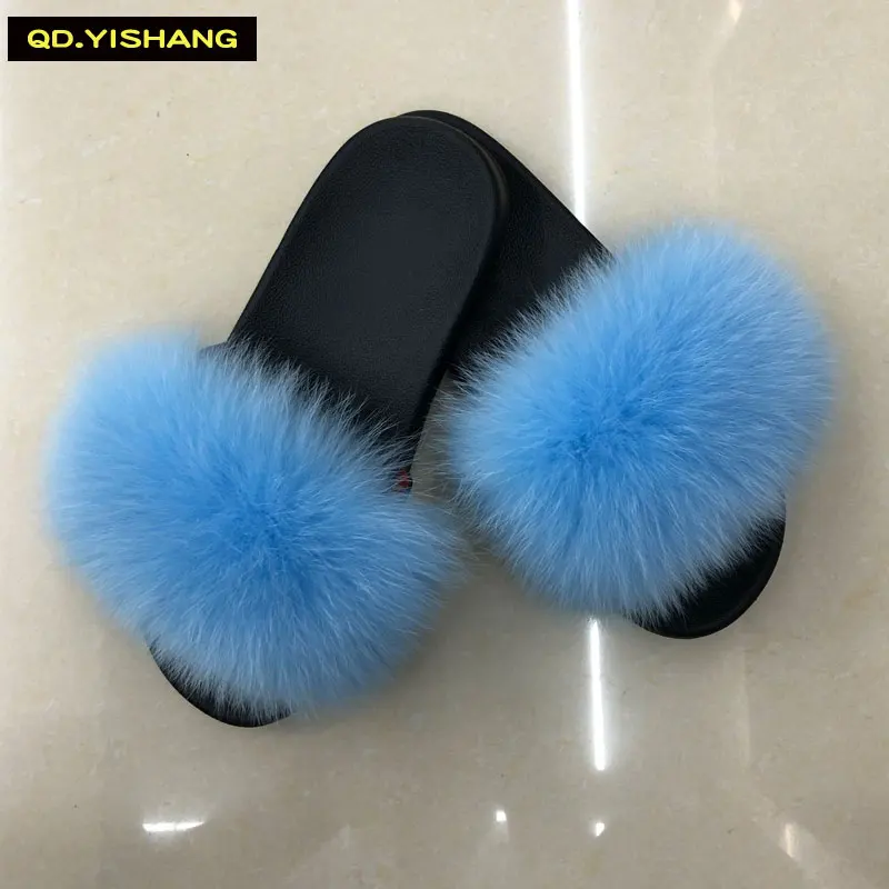 

Real fox fur slippers sandals slippers women shoes slippers with fur rubber sole Fashion fur multiple colour 2019 new QD.YISHANG