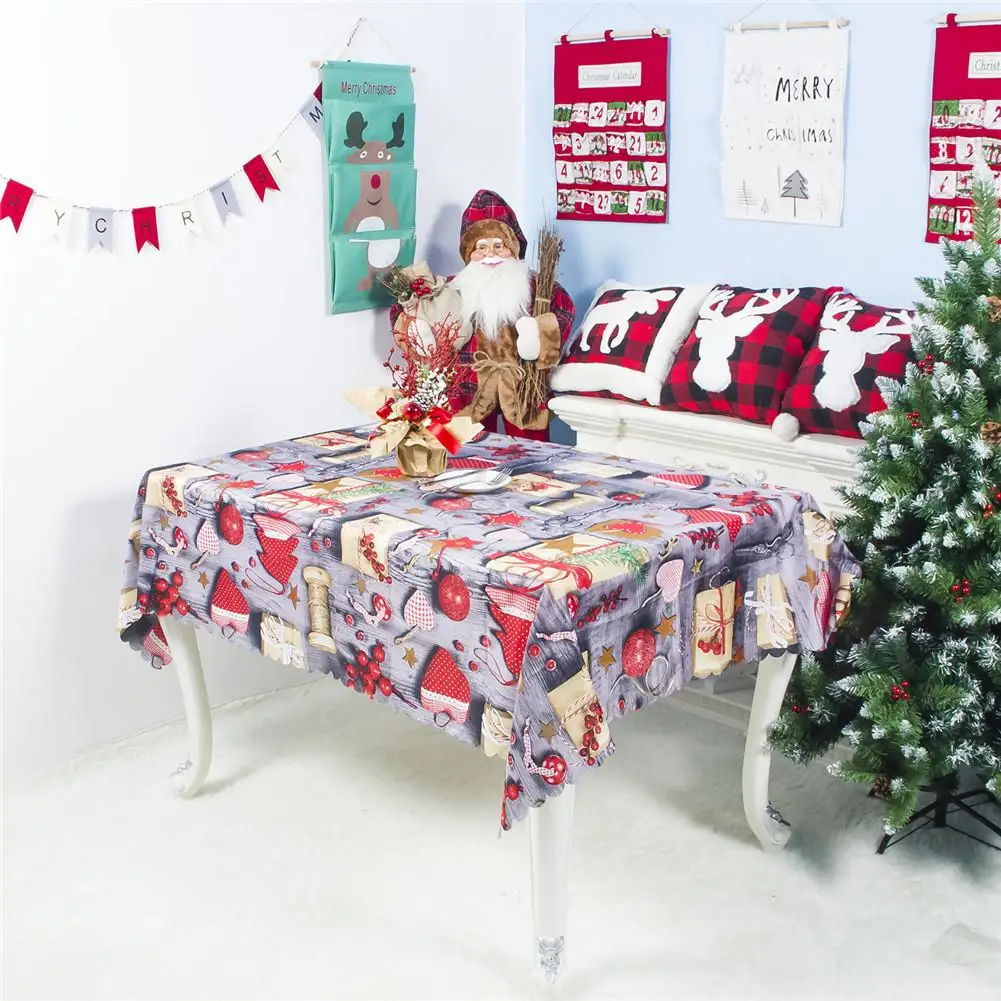 Christmas Dinner Tablecloth Rectangle Decorative Table Covers Restaurant Dinning Hall Decoration Xmas Santa Pattern Table Cloth - Цвет: B