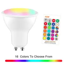 Светодиодный светильник с регулируемой яркостью RGBWW, 220 В, 110 В, GU10, 8 Вт, лампада, светодиодный светильник RGBW, Точечный светильник, GU10 Bombillas, светодиодный светильник с пультом дистанционного управления, 16 цветов