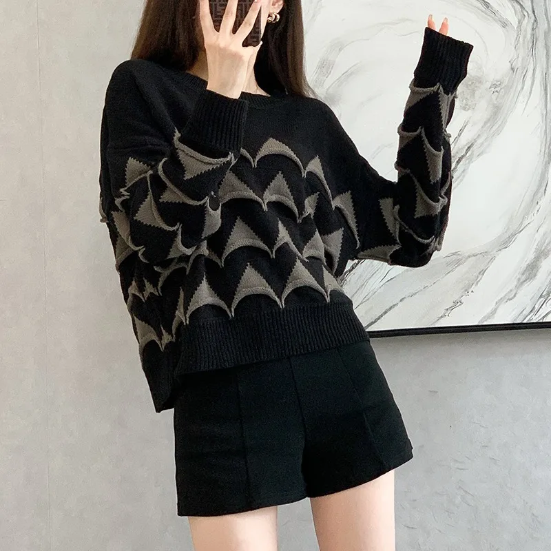 yellow sweater Fashion autumn and winter new lazy style loose knit sweater women one vintage sweaters