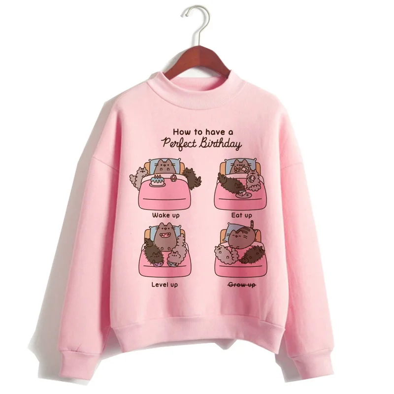 Кот пушин Толстовка Женская мода kawaii корейский harajuku Толстовка розовая Женская 90s мультфильм одежда женский капюшон негабаритный - Цвет: 1040